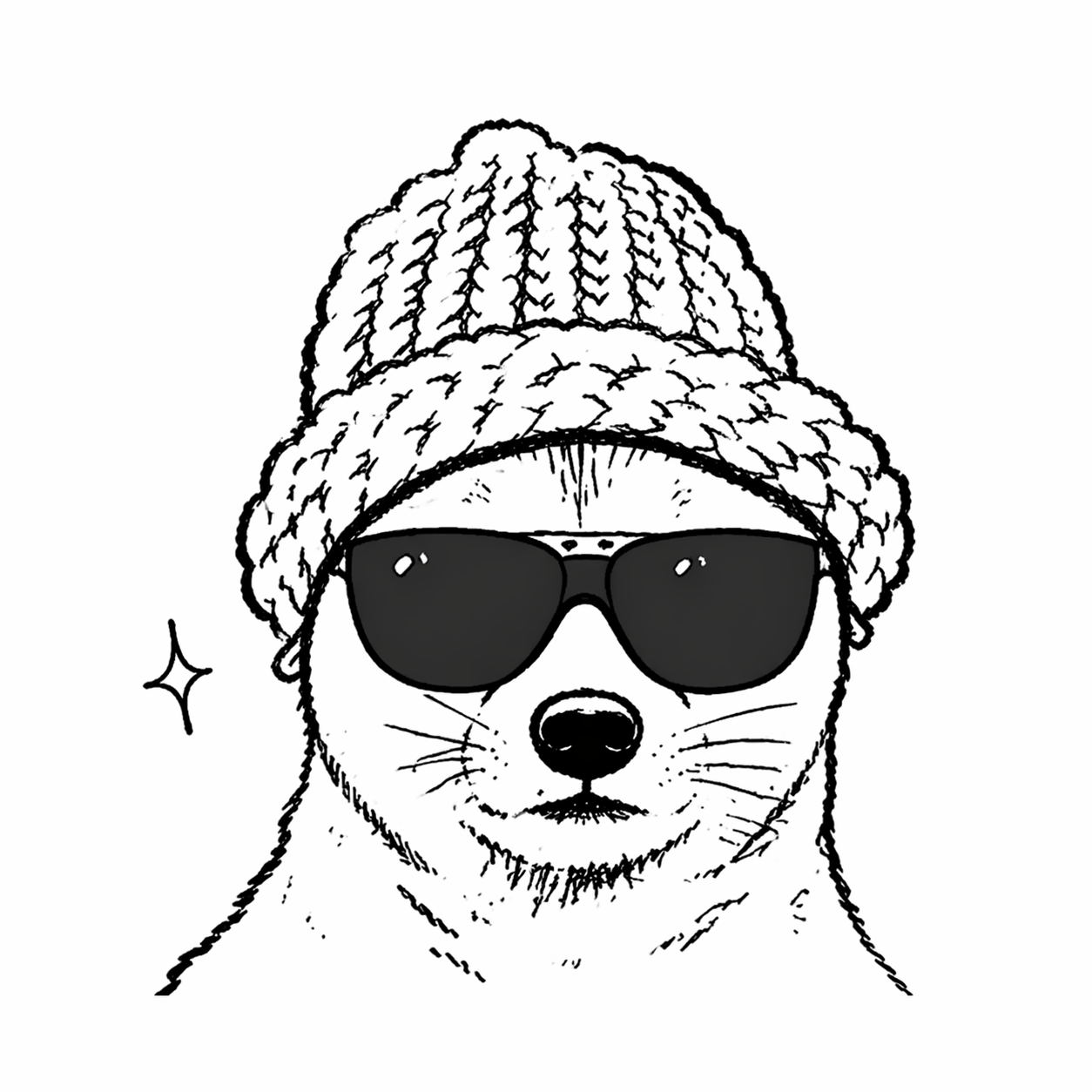 unc wif hat — hand drawn dog with beanie and shades